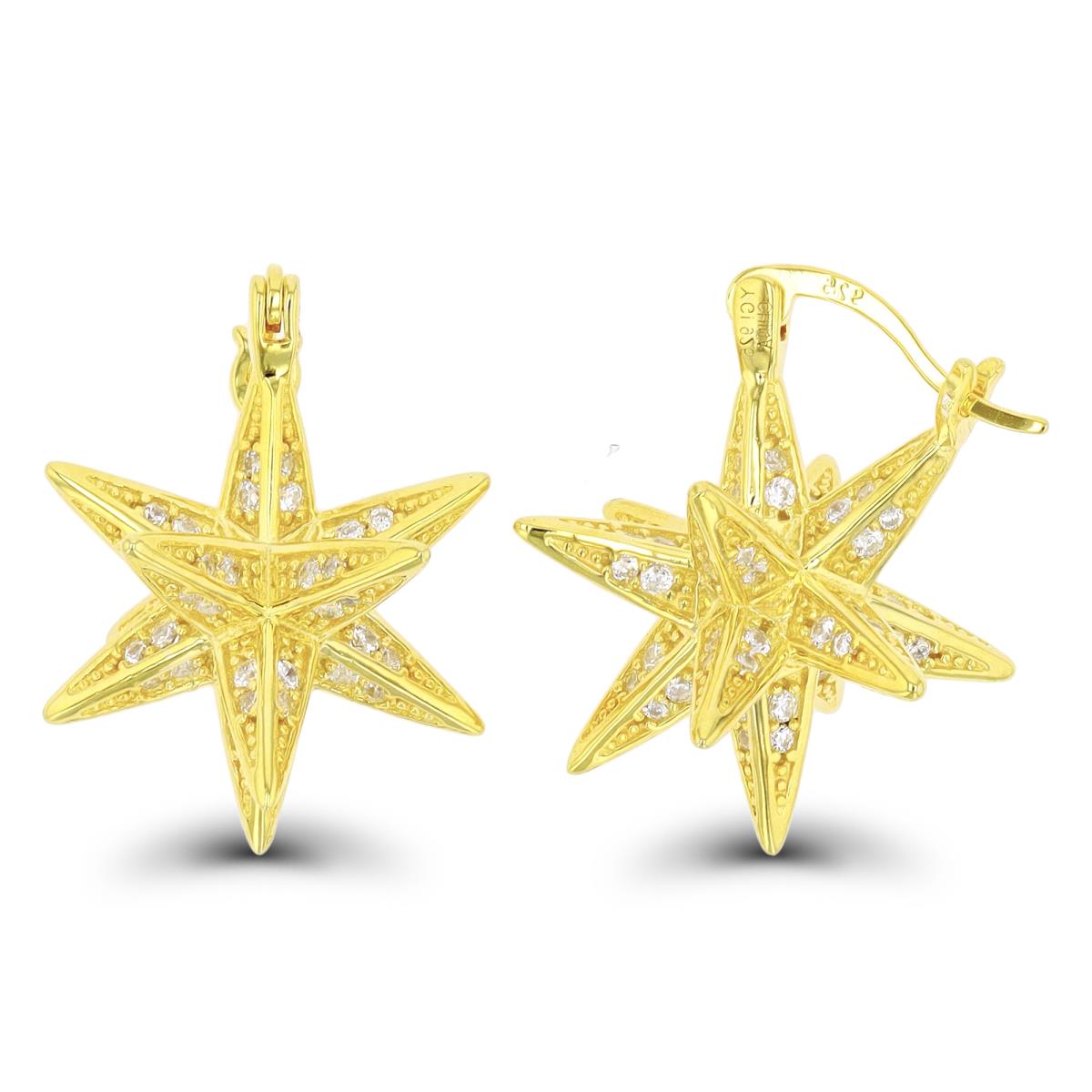 Sterling Silver Yellow Paved Sparkling Star Earring
