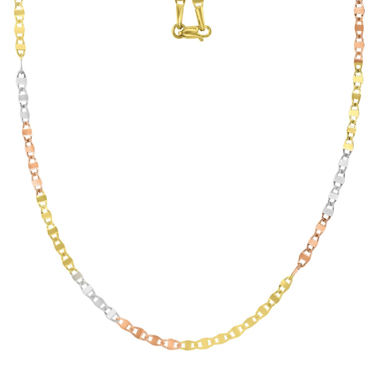 14K Tri-Color Gold 2.50MM 24" Mirror Twist Chain