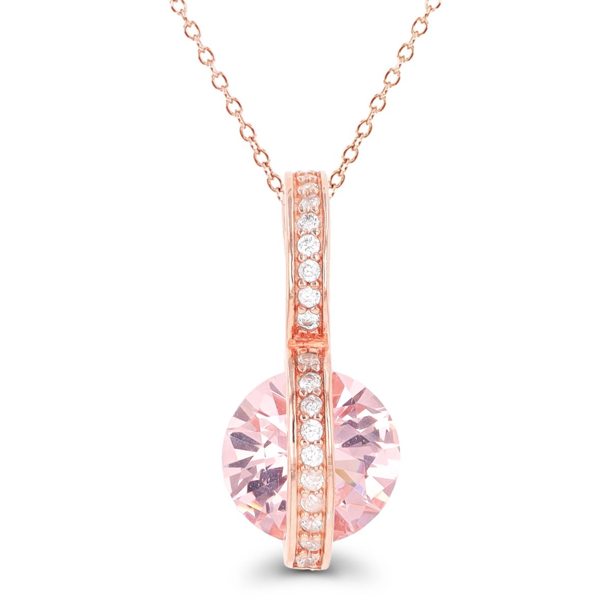 Sterling Silver Rose 10mm Rd Morganite Wavy 18" Necklace