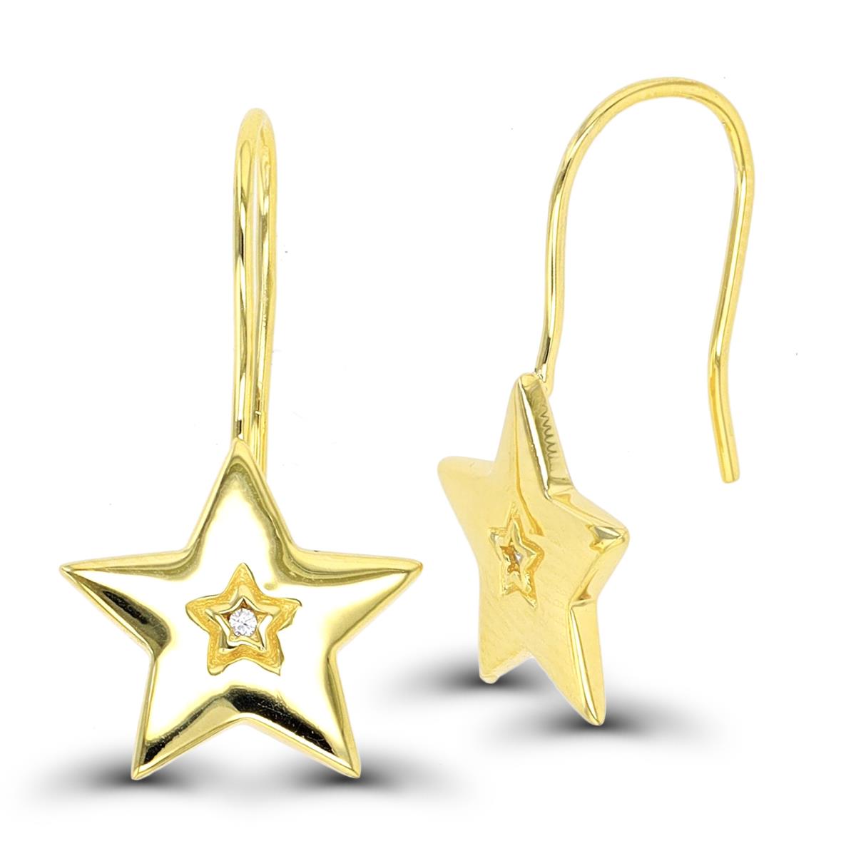 Sterling Silver Yellow Star FishHook Earring