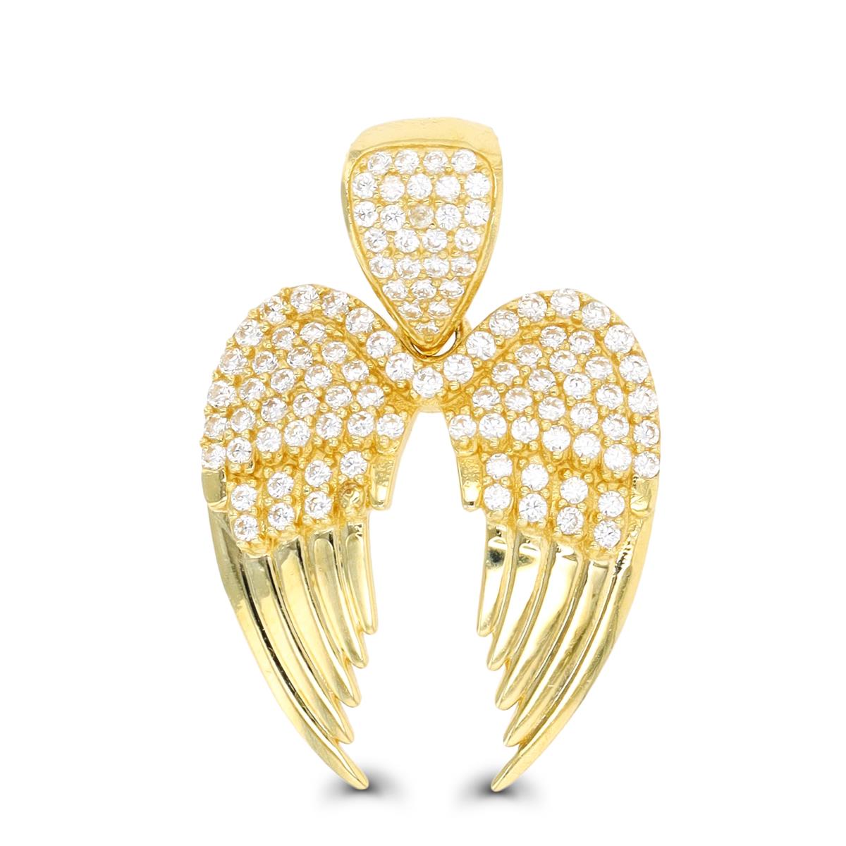 14K Yellow Gold Paved Wings Pendant