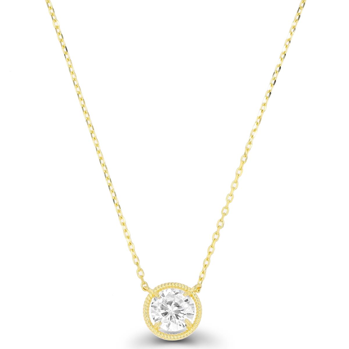 10K Yellow Gold 5mm Round Cut CZ Rope Halo 16"+2" Necklace