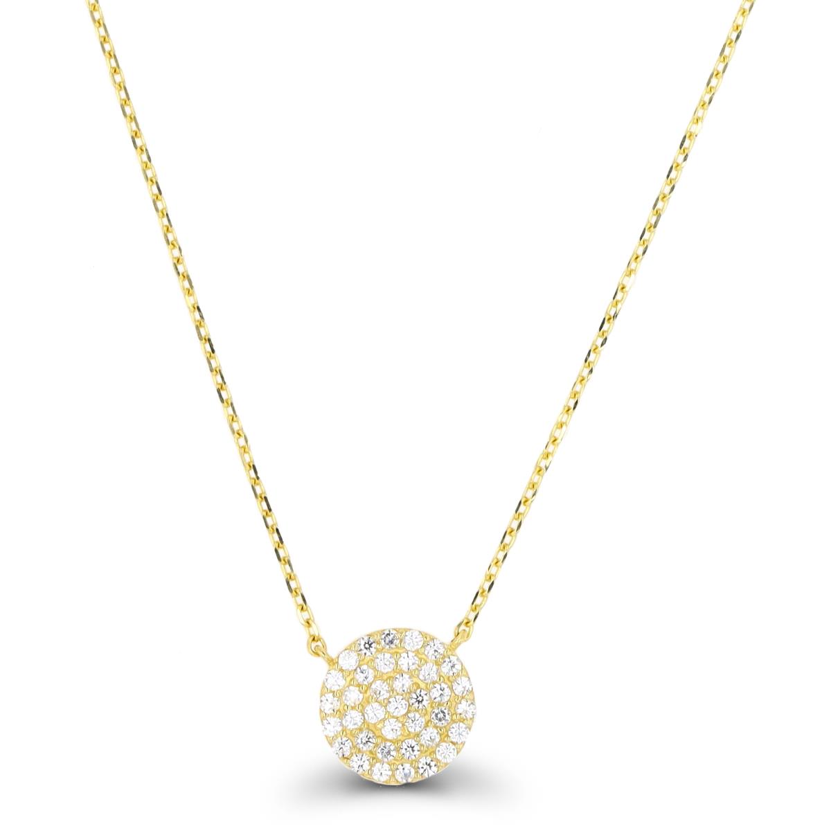 10K Yellow Gold Paved Circle 16"+2" Necklace