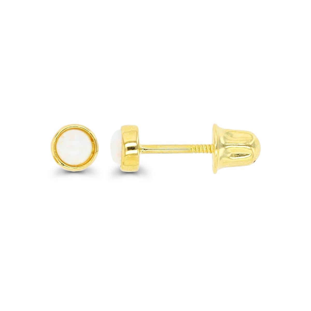 10K Yellow Gold 2.5mm Cr. Opal Bezel Screwback Stud Earring