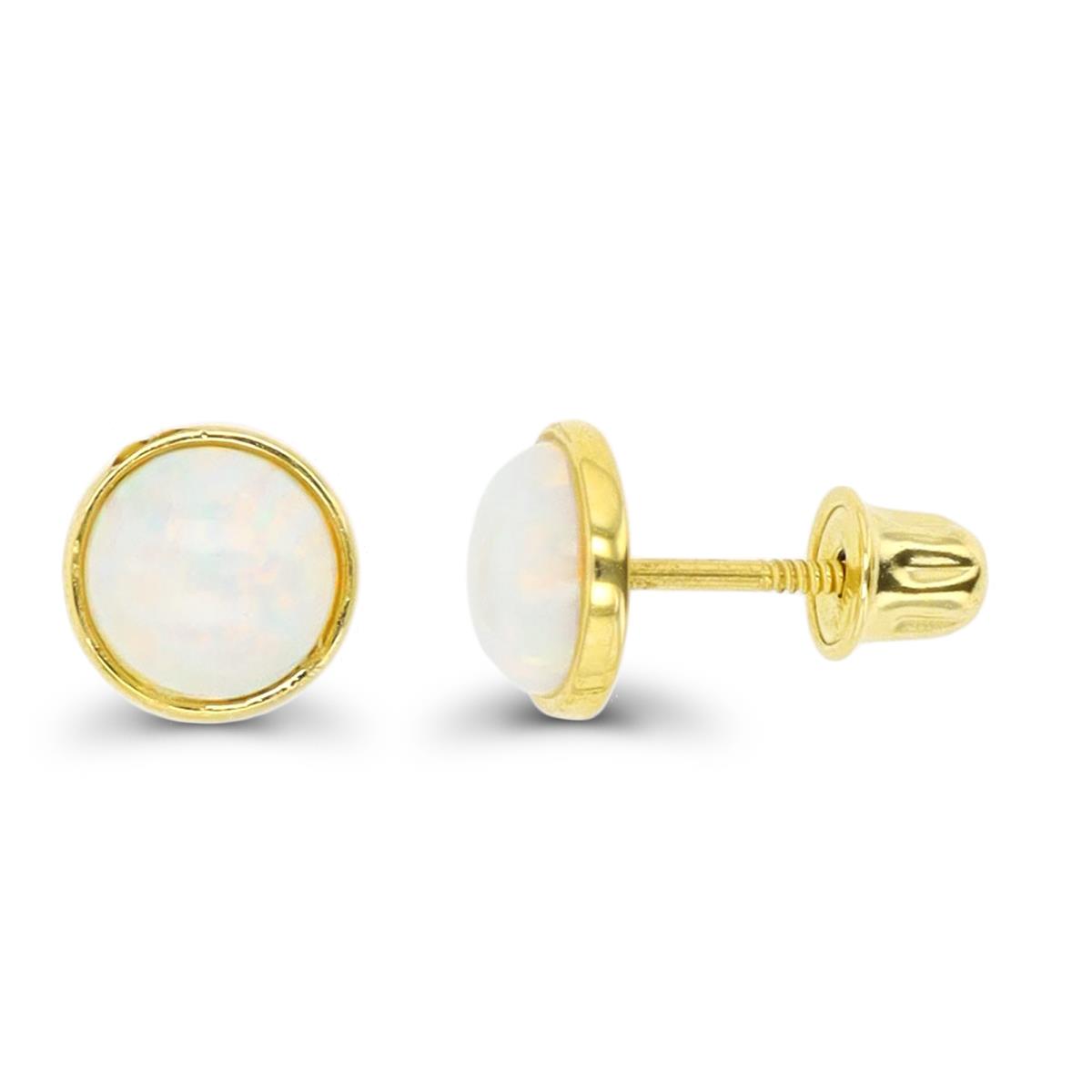 10K Yellow Gold 5mm Cr. Opal Screwback Stud Earring