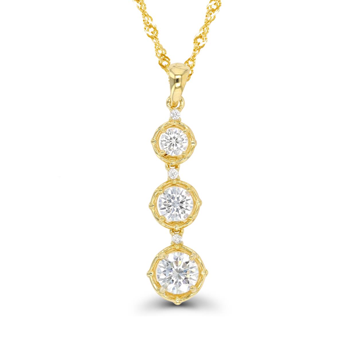 Sterling Silver Yellow Graduated Rd CZ Dangling 18"+2" Singapore Necklace