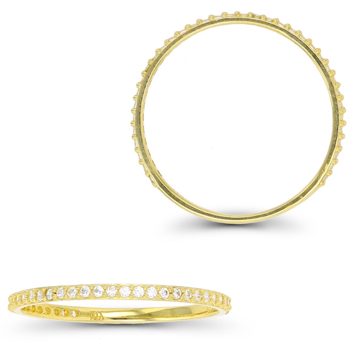 10K Yellow Gold 1mm Rd CZ Thin Band Ring