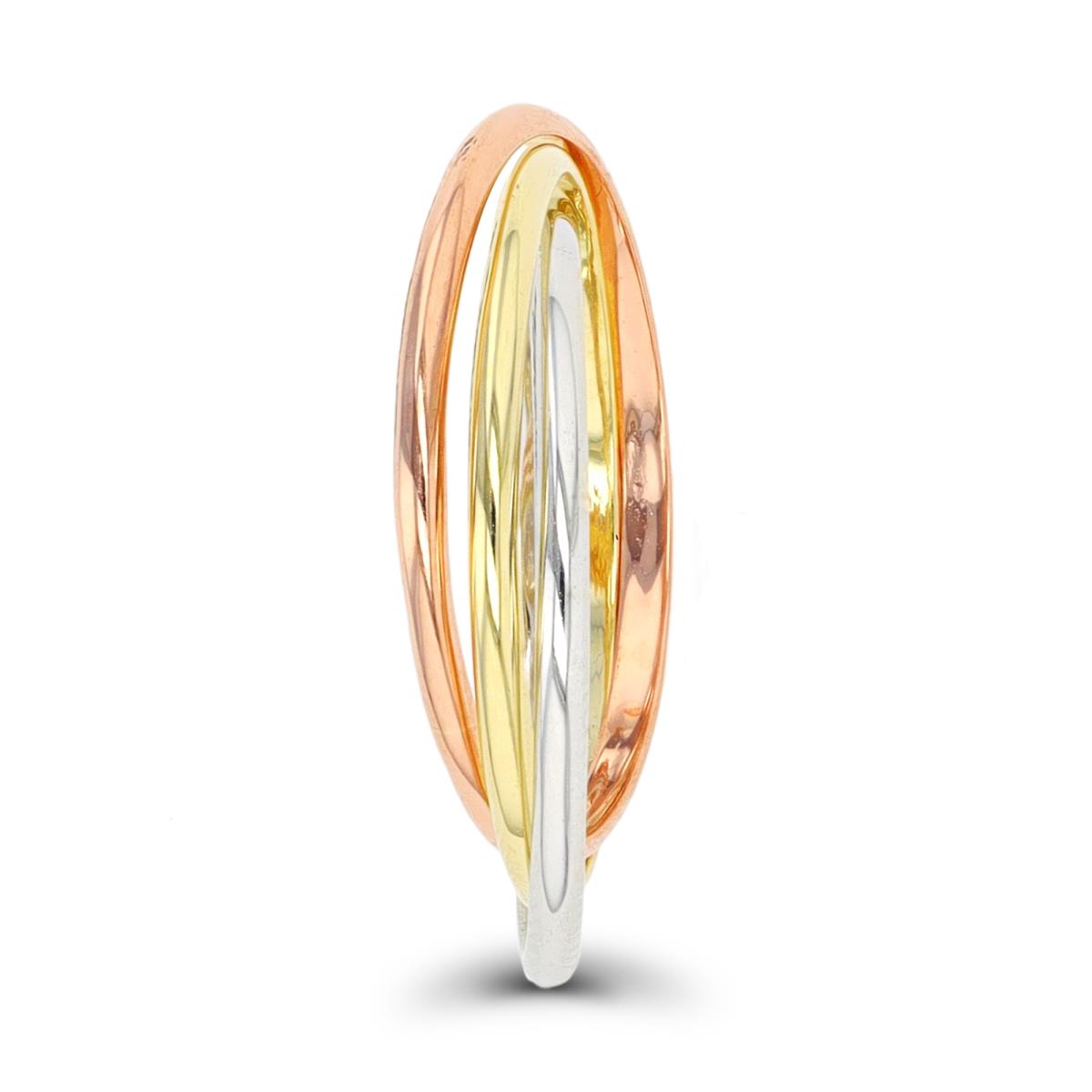 10K Tri-Color Gold Polished Triple Band Fashion Ring