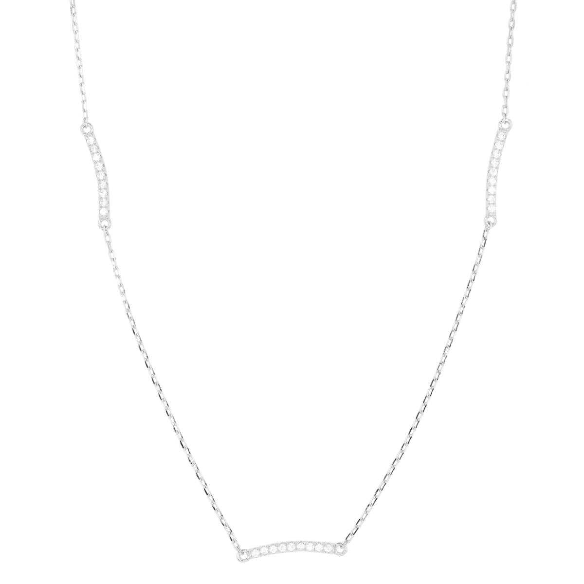 Sterling Silver Rhodium Bar Station 18"+1" Necklace