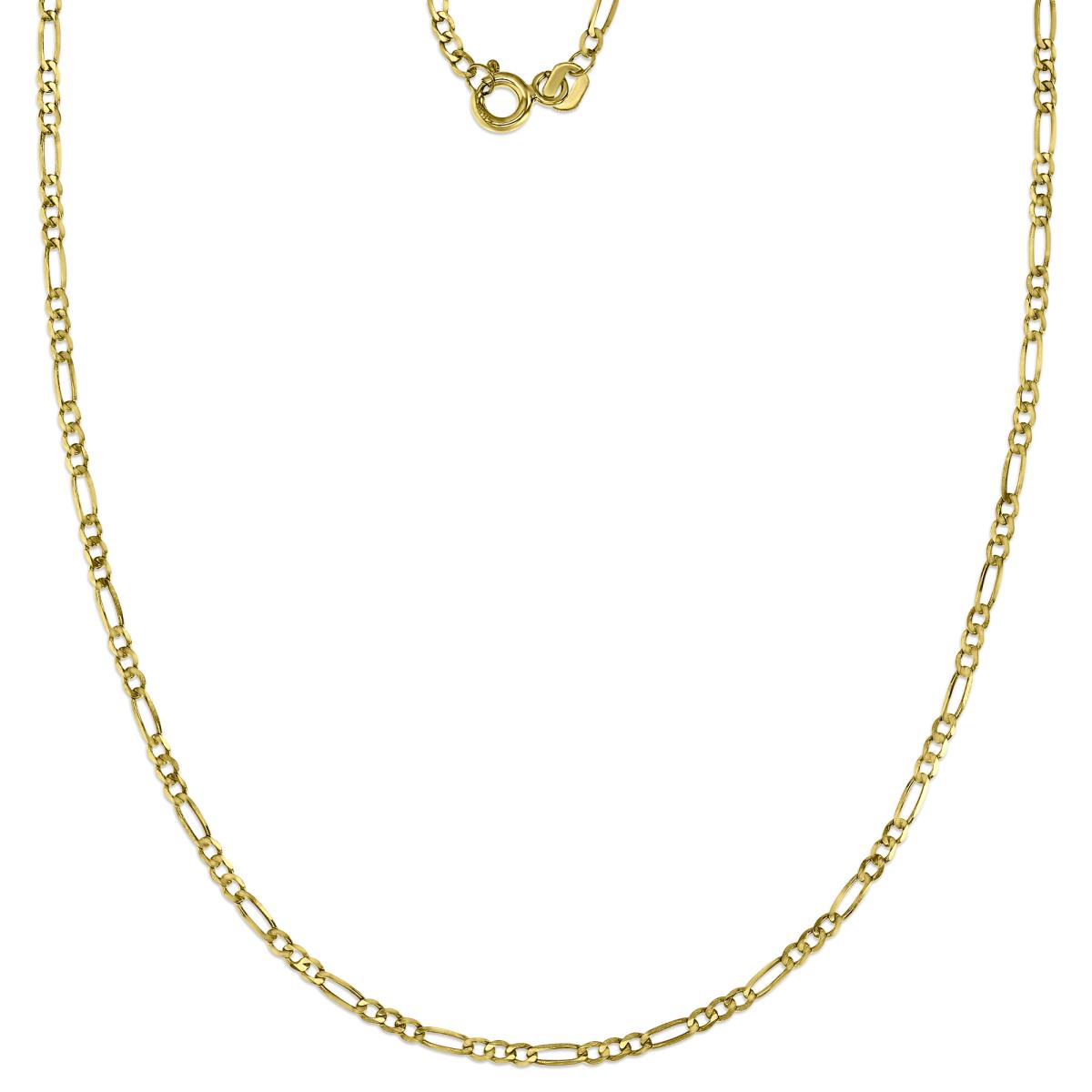 14K Yellow Gold 2mm 16" 050 Solid Figaro Chain