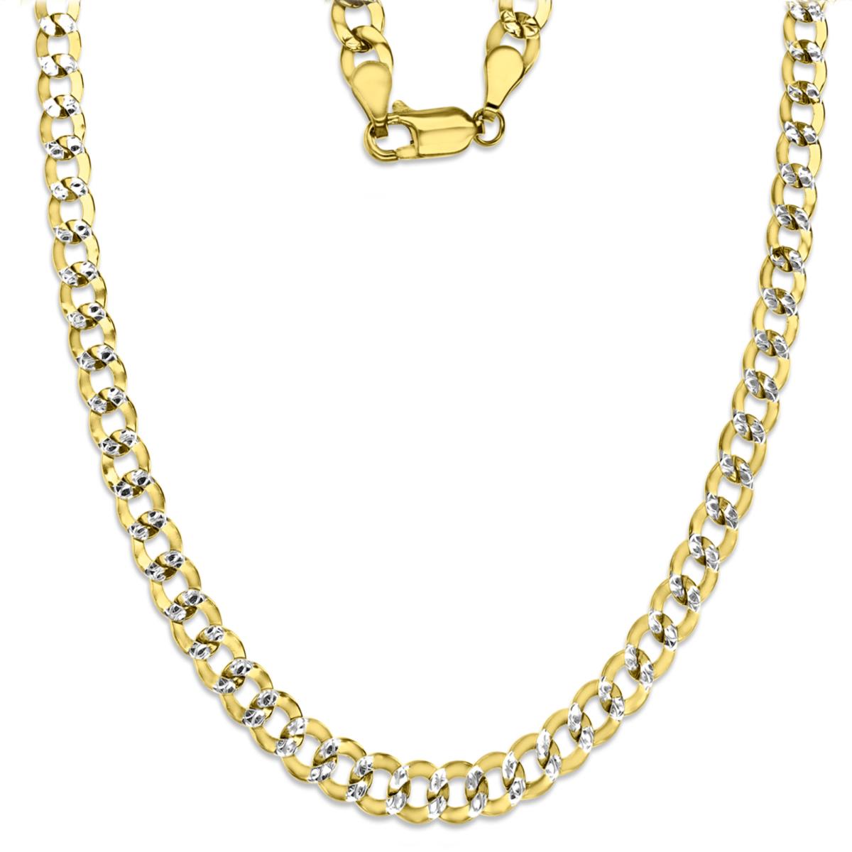 10K Two-Tone Gold 5.2mm 20" 120 Hollow Cuban Pave Chain