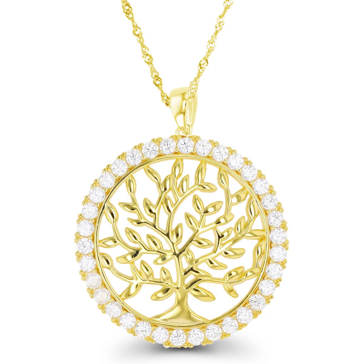 Sterling Silver Yellow Tree Of Life 18"+2" Singapore Necklace