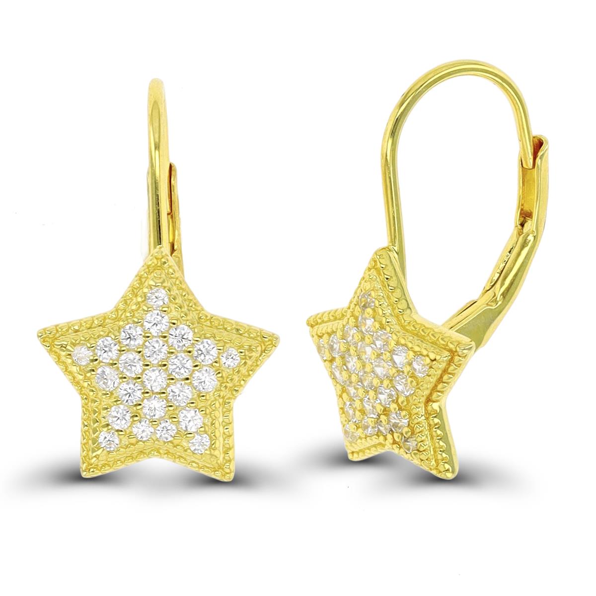 Sterling Silver Yellow Star LeverBack Earring