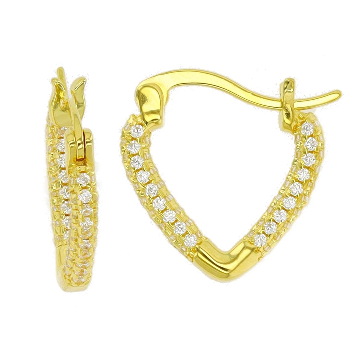 Sterling Silver Yellow Pave "V" Huggie Earring