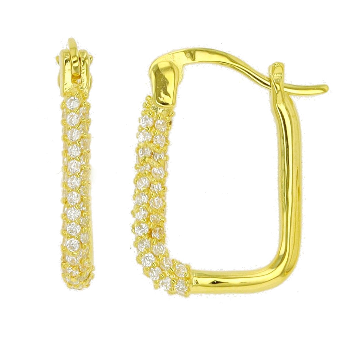 Sterling Silver Yellow Pave Squared Hoop Earring