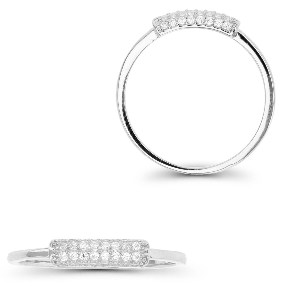 Sterling Silver Rhodium Paved Front CZ Fashion Ring