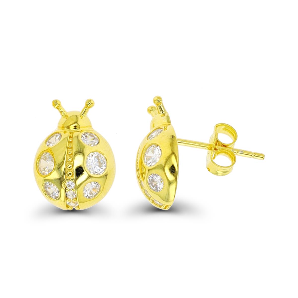 Sterling Silver Yellow Ladybug Stud Earring