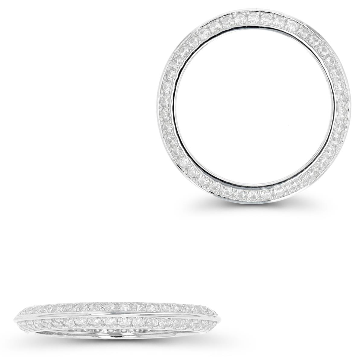 Sterling Silver Rhodium 2 Row Micropave Eternity Ring