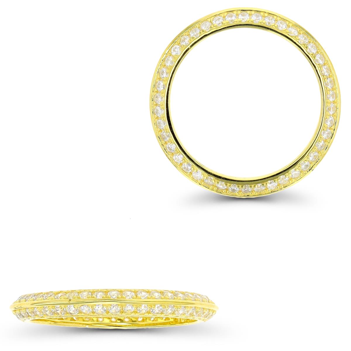 Sterling Silver Yellow 2 Row Micropave Eternity Ring