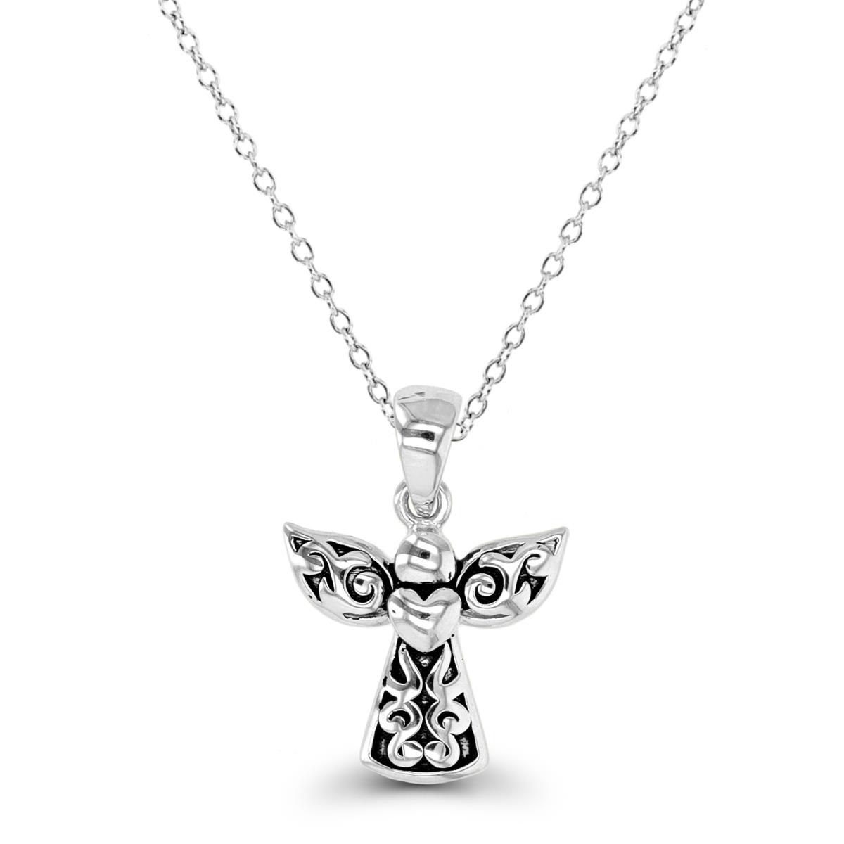 Sterling Silver Oxidized Angel 18" Necklace