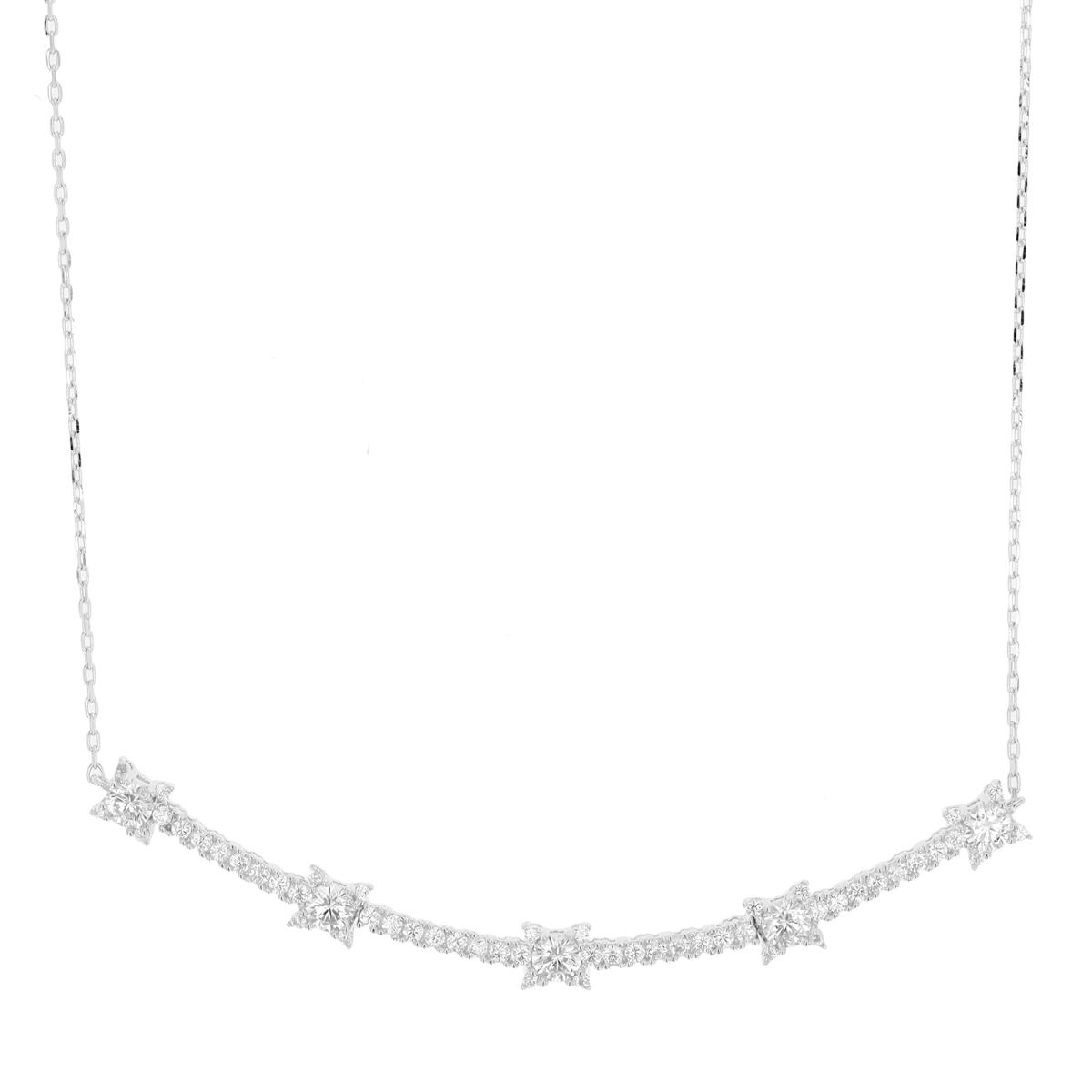 Sterling Silver Rhodium Paved CZ 18"+2" Necklace