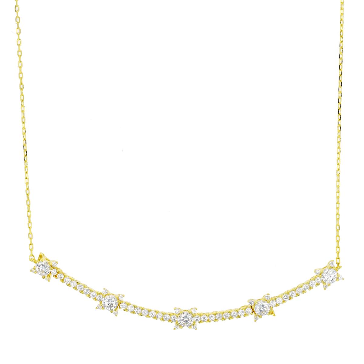 Sterling Silver Yellow Paved CZ 18"+2" Necklace