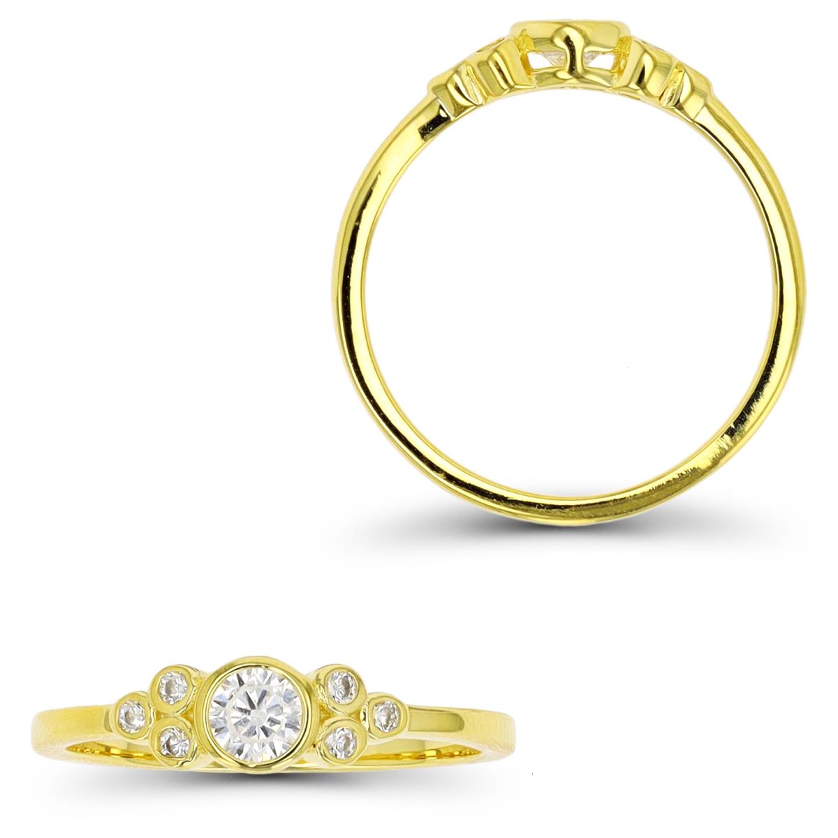 Sterling Silver Yellow Bezel Fashion Ring