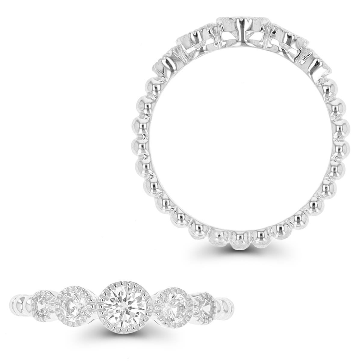 Sterling Silver Rhodium Milgrain Bezel Bubble Fashion Ring