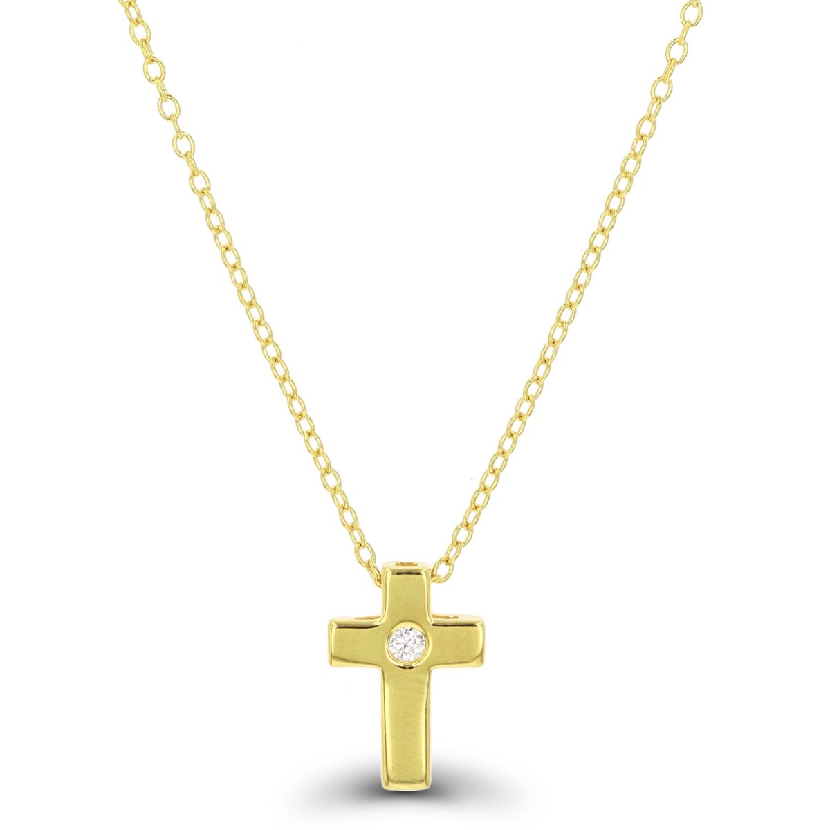 Sterling Silver Yellow Polished Cross 18" Necklace