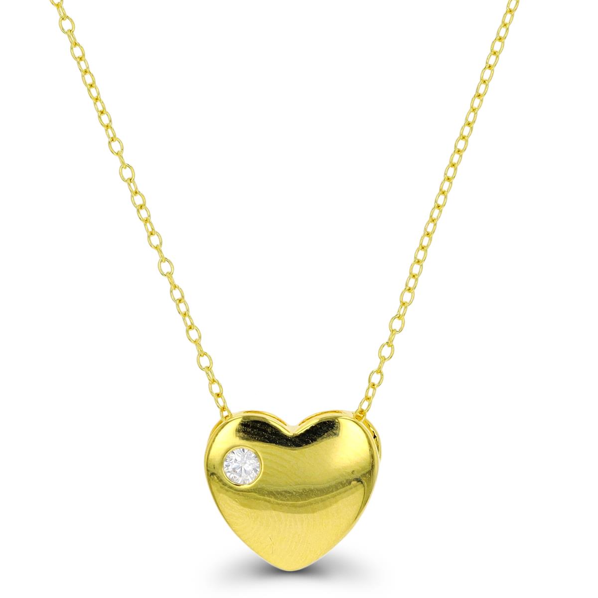 Sterling Silver Yellow 1-Micron Heart 18" Necklace