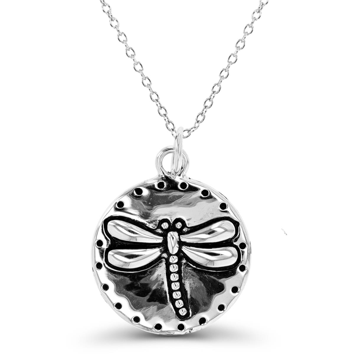 Sterling Silver Oxidized Dragonfly 18" Necklace