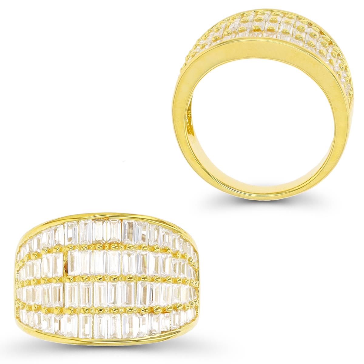 Sterling Silver Yellow Baguette CZ Multi Row Fashion Ring