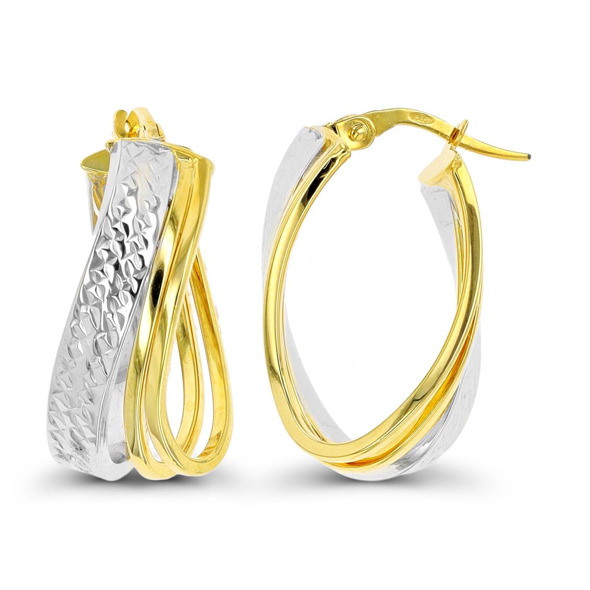 10K Two-Tone Gold Polished & DC Split Hoop Earring