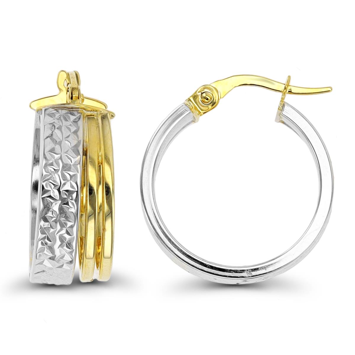 10K Two-Tone Gold 20x7mm Polished & D Split Hoop Earring