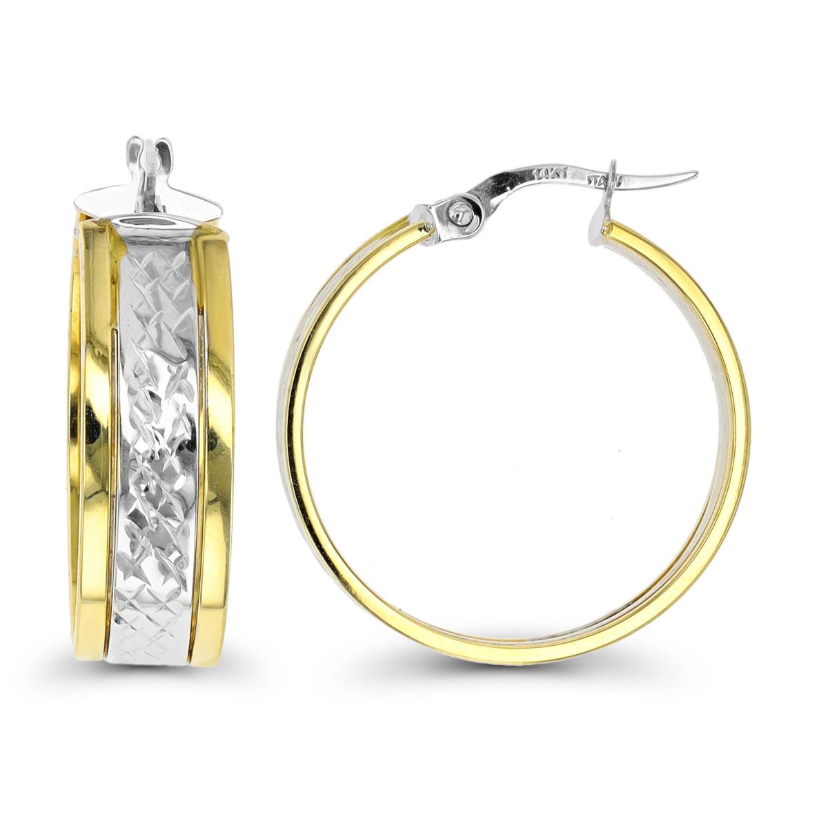 10K Two-Tone Gold 25x7mm DC Middle Hoop Earring