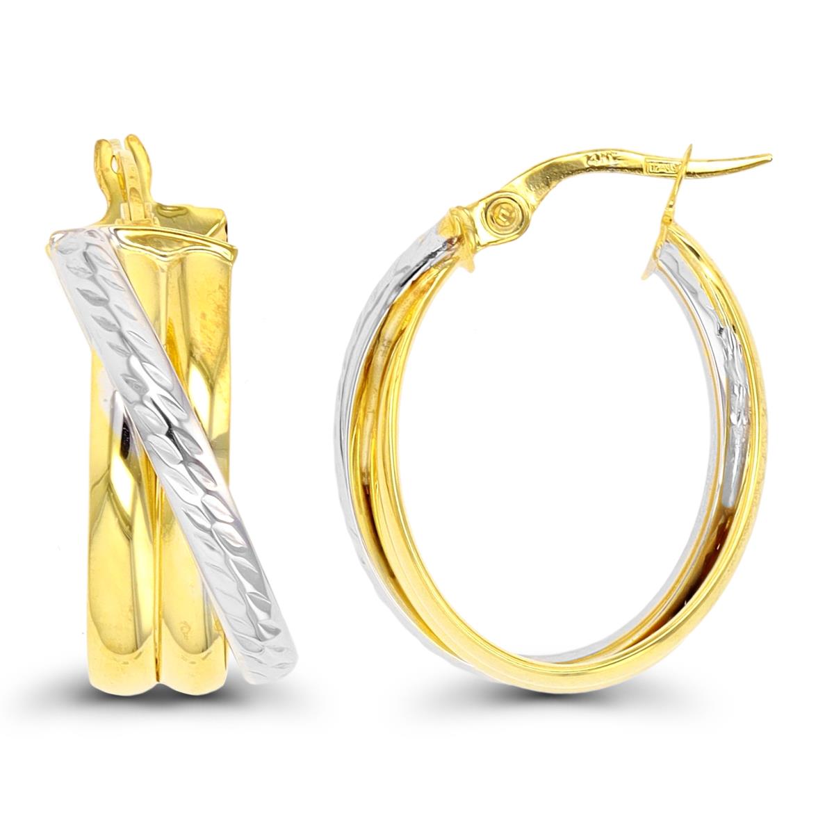10K Two-Tone Gold Polished & DC Overlapped Hoop Earring