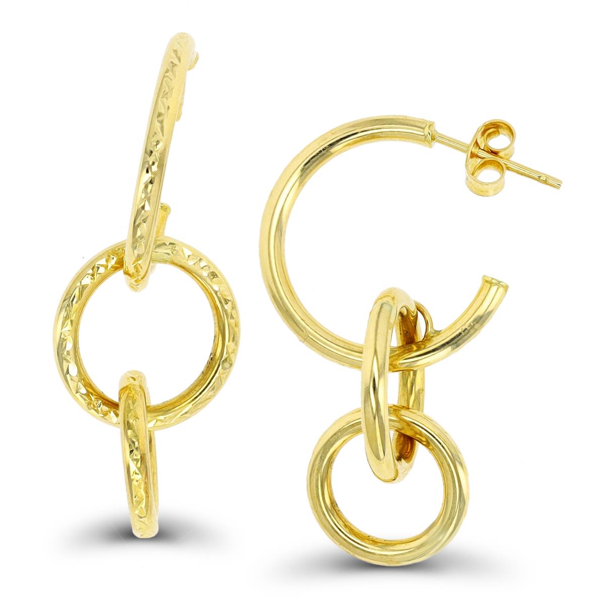 10K Yellow Gold DC Dangling Open Circles Earring