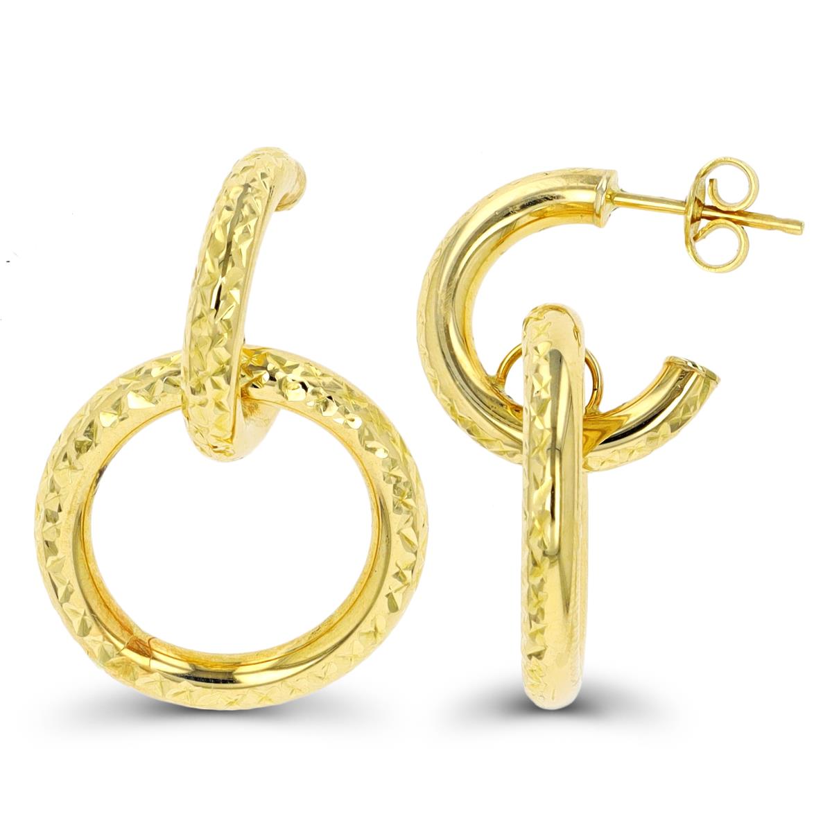 10K Yellow Gold DC Dangling Hoop Earring
