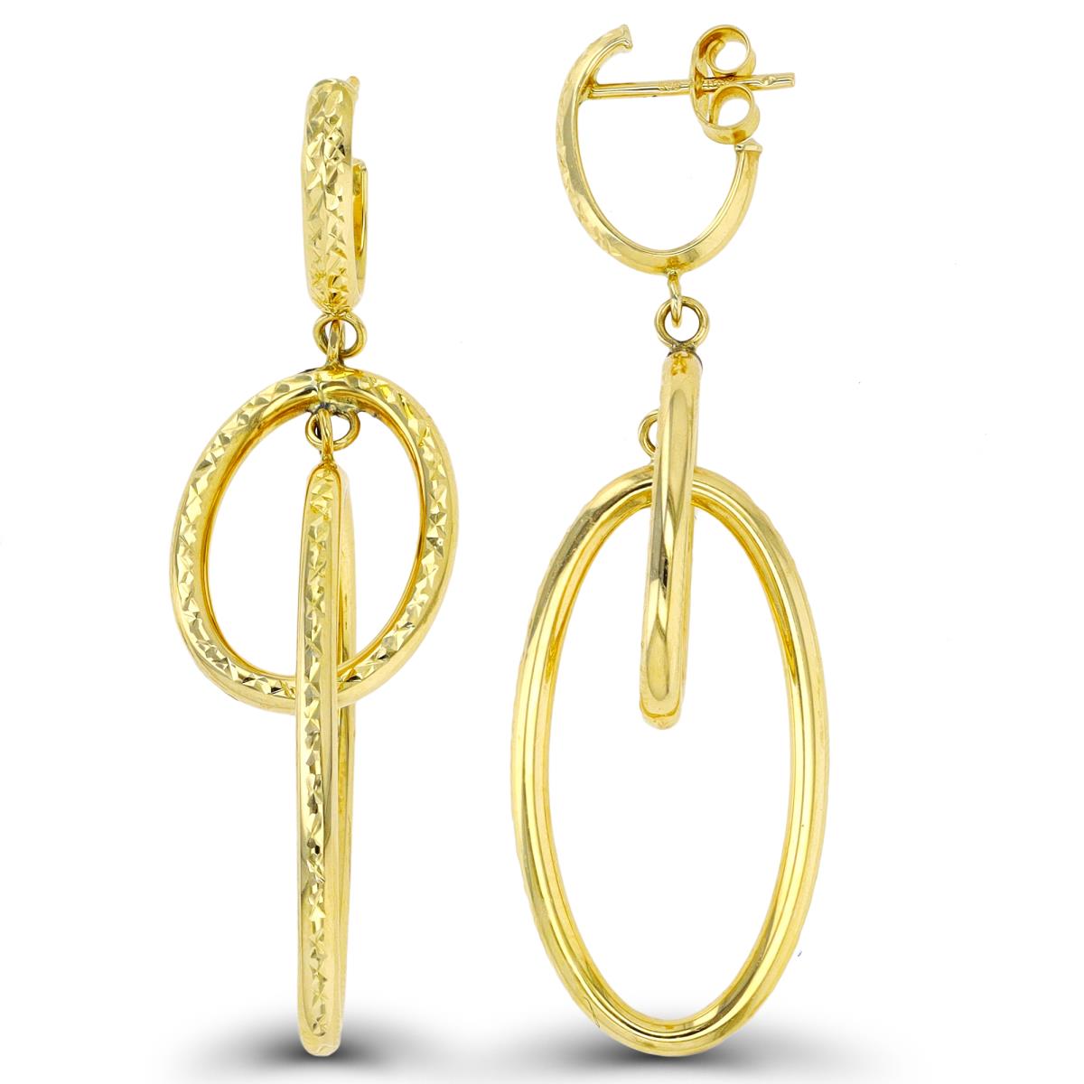 10K Yellow Gold Interlocking DC Oval Links Dangling Earring