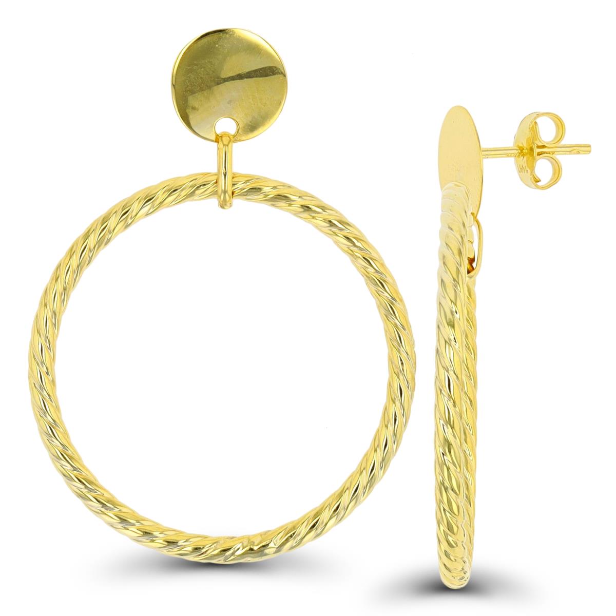 10K Yellow Gold Twisted Hoop Dangling Earring