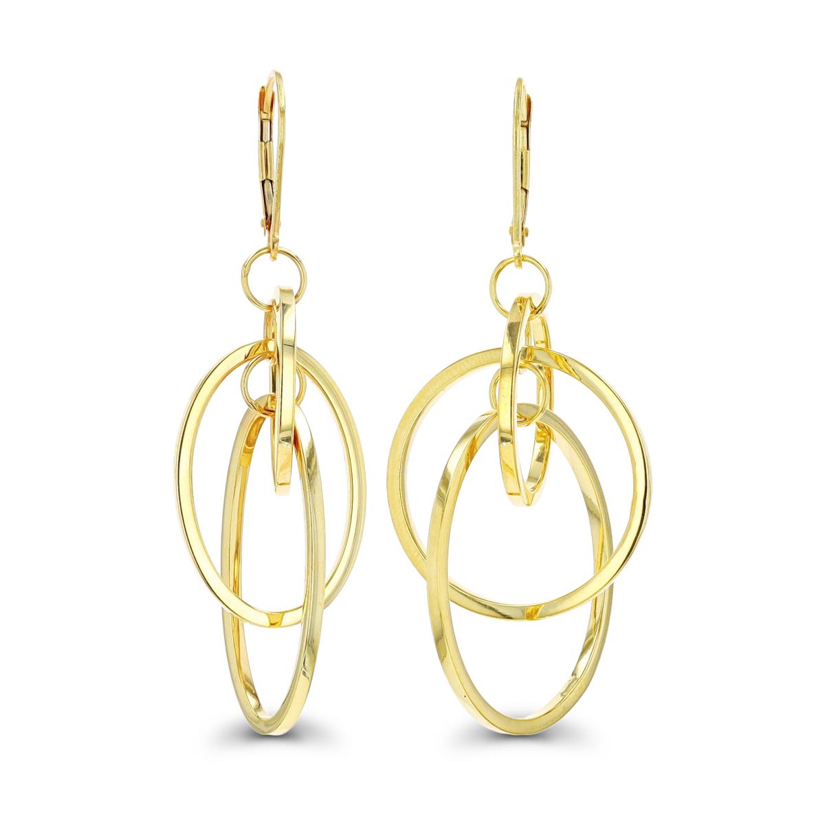 10K Yellow Gold Dangling Interlocking Circles Earring