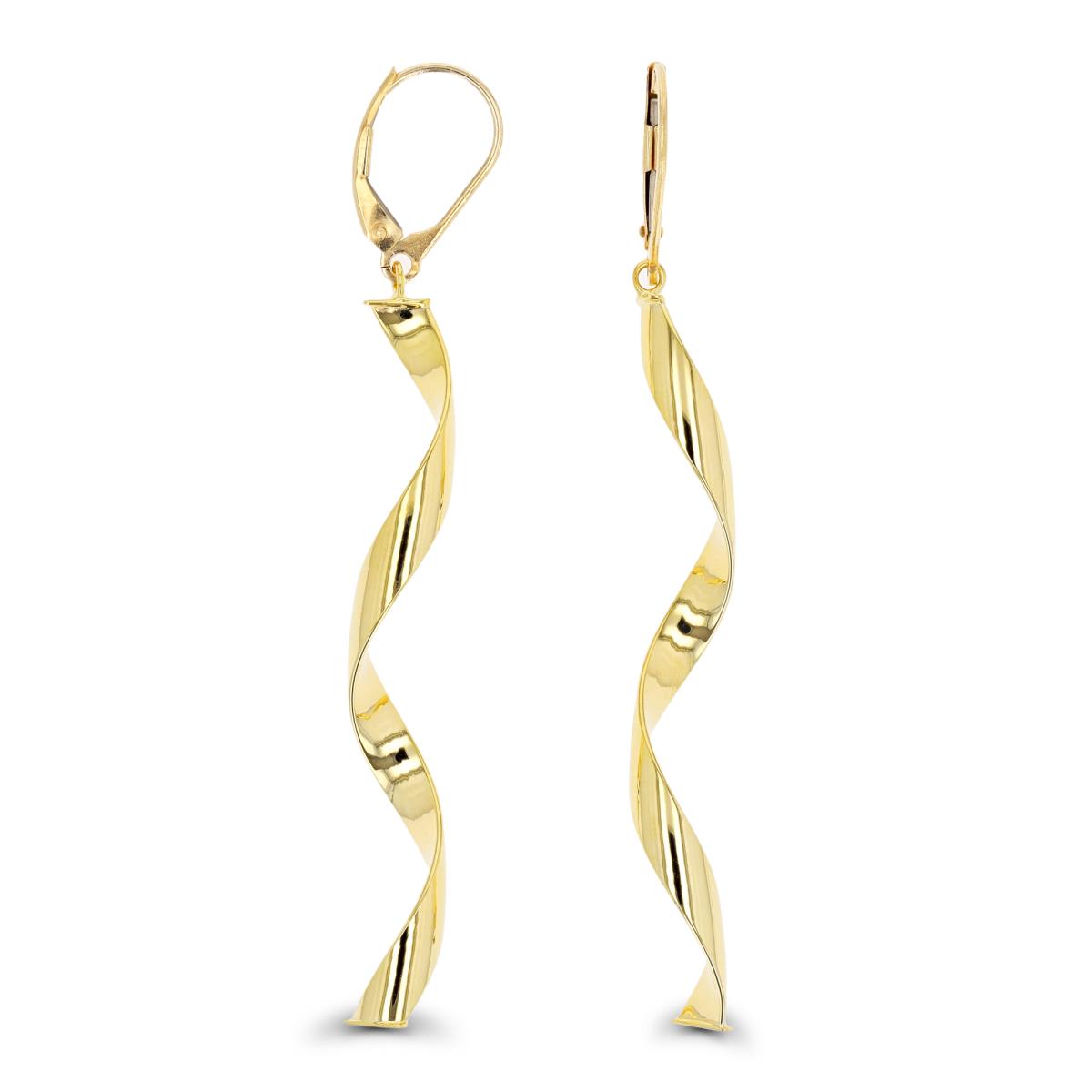 10K Yellow Gold Polished Swirl Leverback Dangling Earring