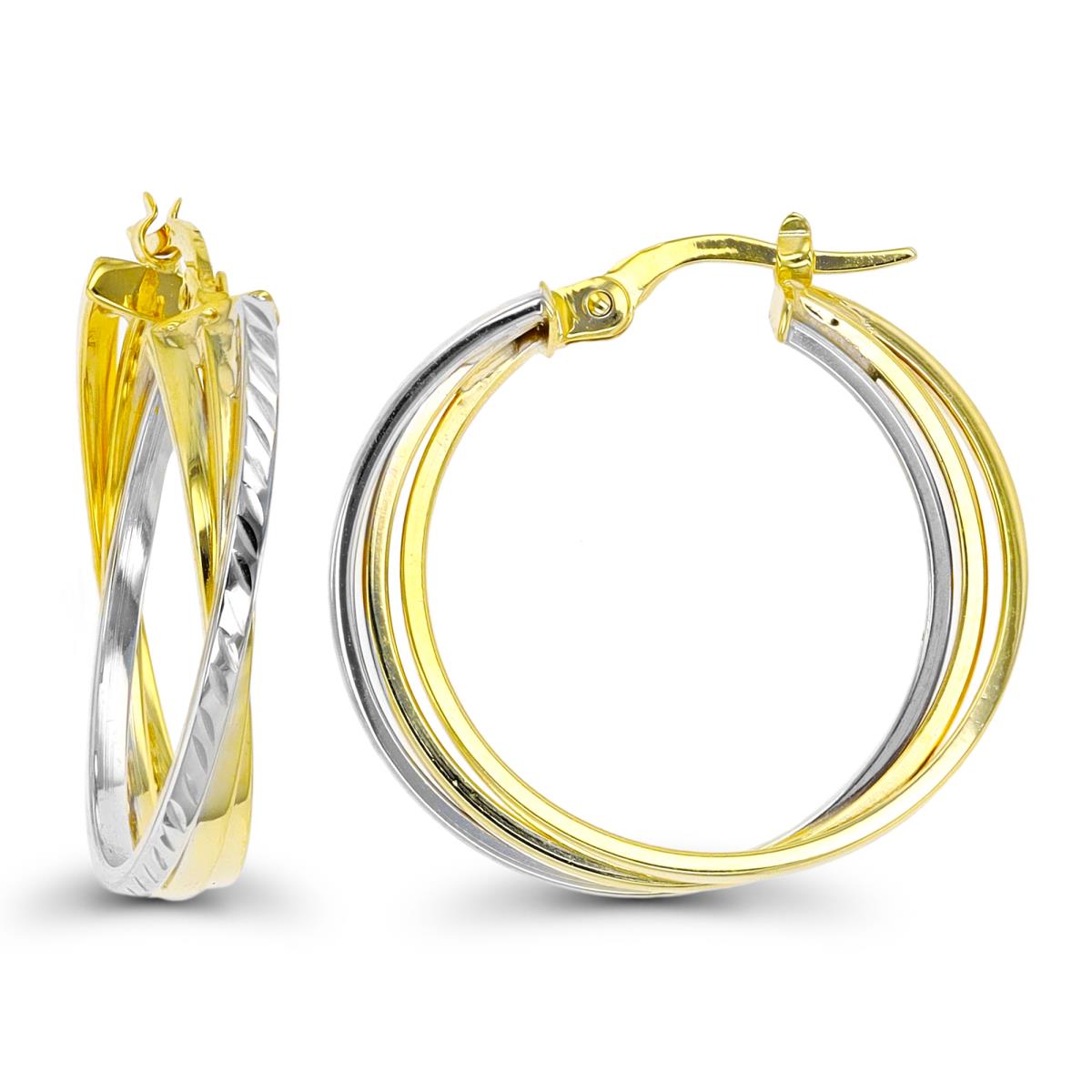 10K Two-Tone Gold 25x5mm Triple Overlapped Hoop Earring
