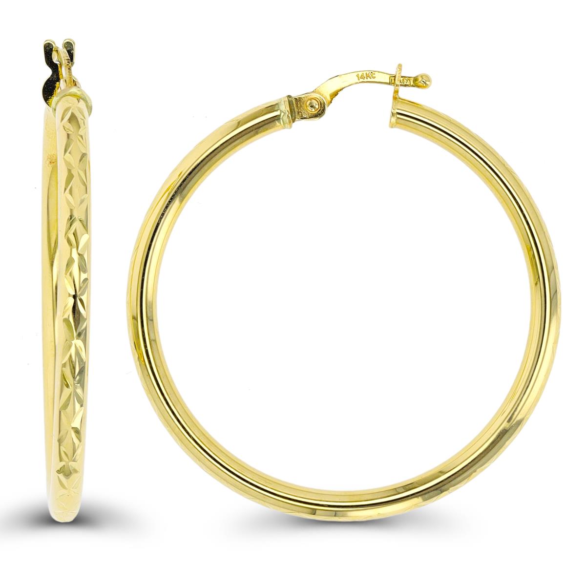 10K Yellow Gold 35x2.5mm Polished & DC Earring
