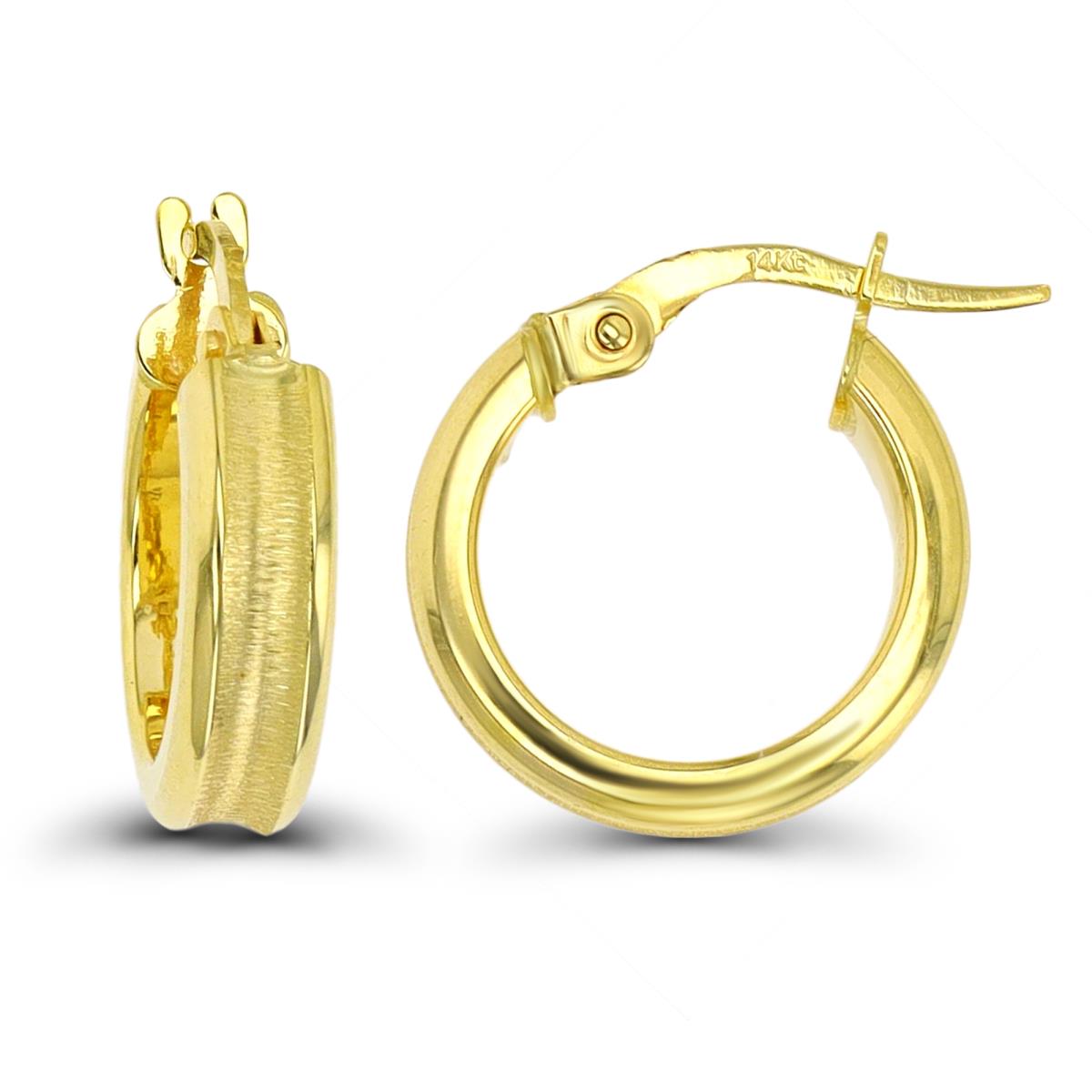 10K Yellow Gold 15x4mm Satin Hoop Earring