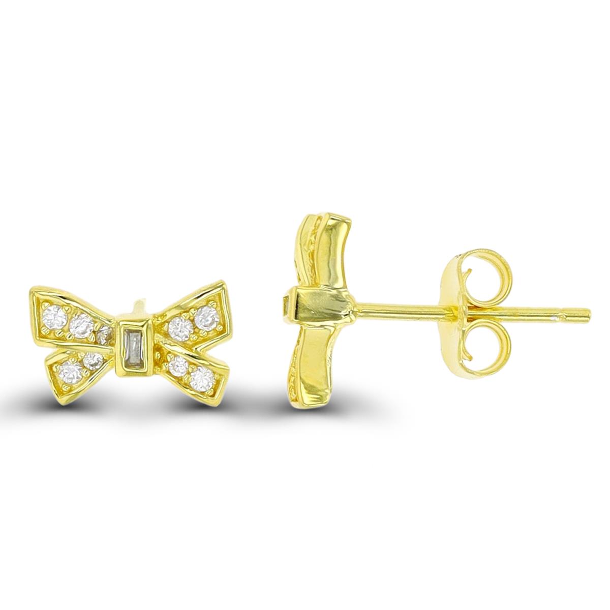 Sterling Silver Yellow 1-Micron Bow Stud Earring