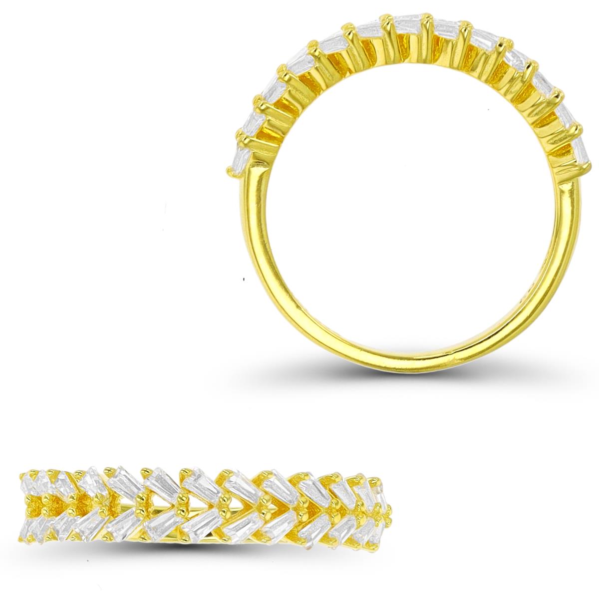 Sterling Silver Yellow Baguette Fashion Ring