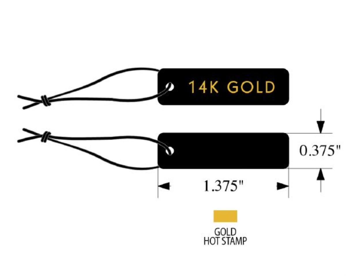 14K Gold 1.375x0.375" Black String Tag