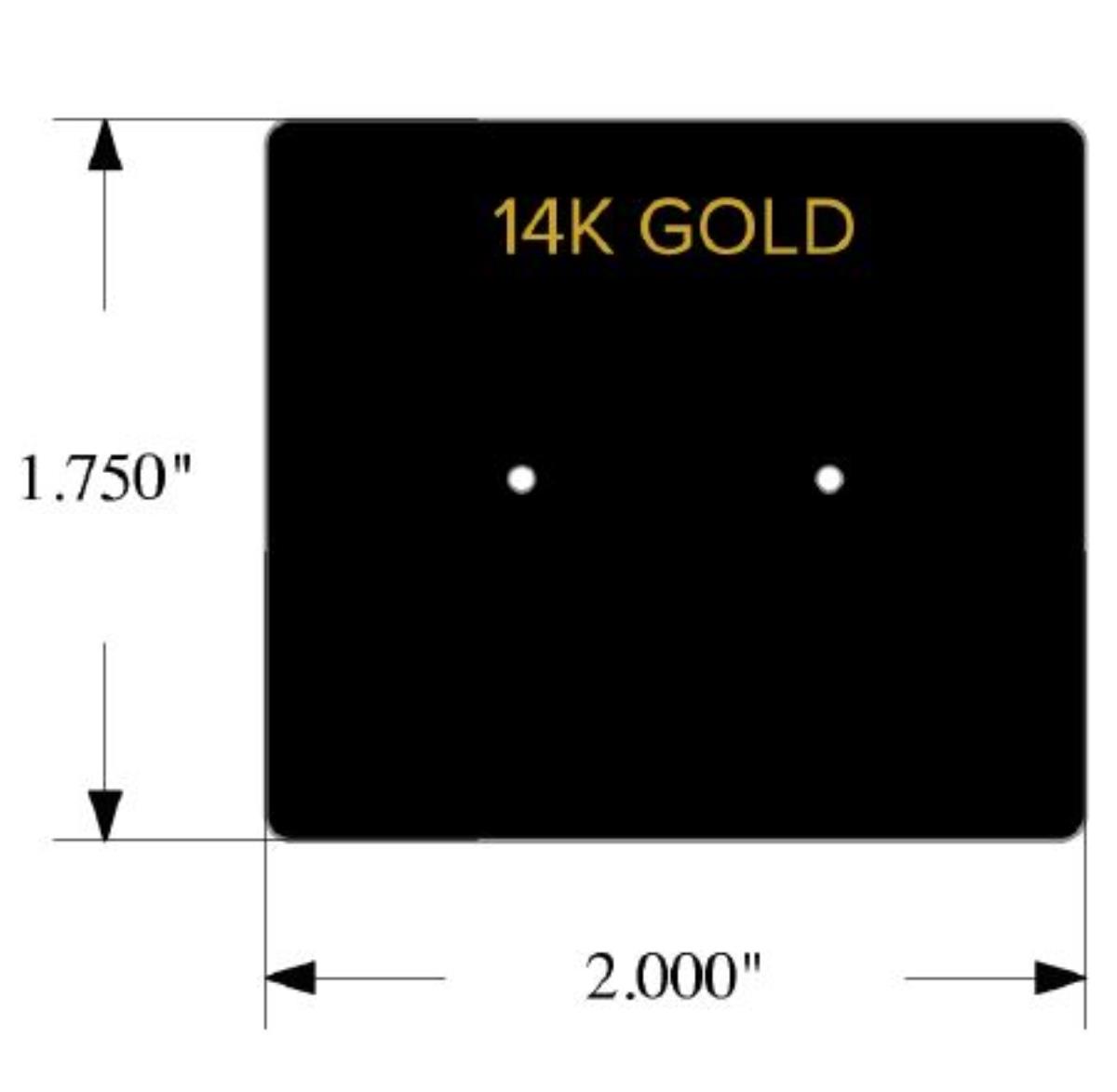14K Gold 2.00x1.75" Black Single Stud Card