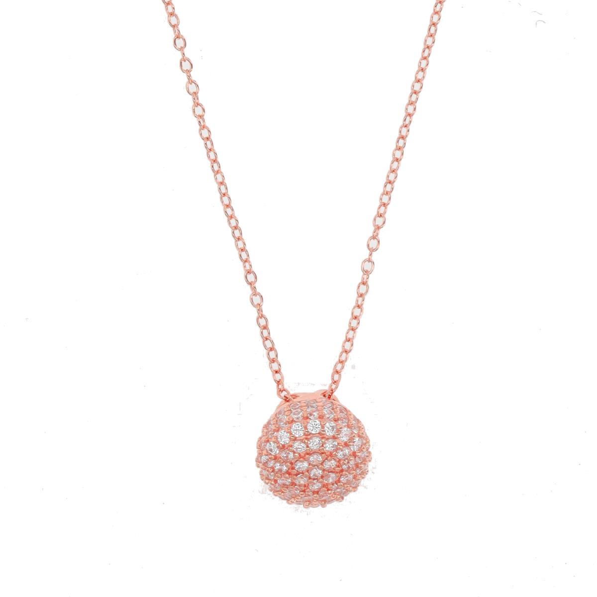 Sterling Silver Rose Micropave Ball 18" Necklace